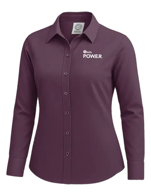 Brooks Brothers Womens Eggplant Wrinkle-Free Stretch Nailhead Shirt w/Power Logo