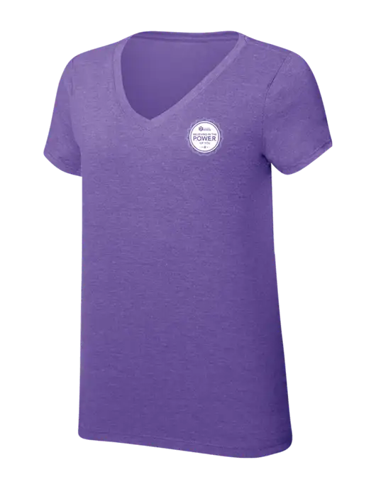 Womens Simply Soft V-Neck Purple Frost 4.5oz  Poly/Combed Ring Spun Cotton T-Shirt w/Power Logo