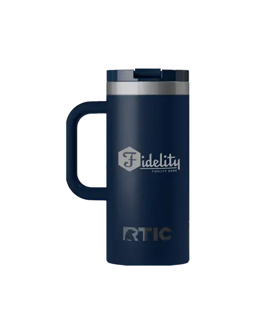 RTIC Road Trip 16 oz Navy Travel Mug w/Fidelity Bank Logo