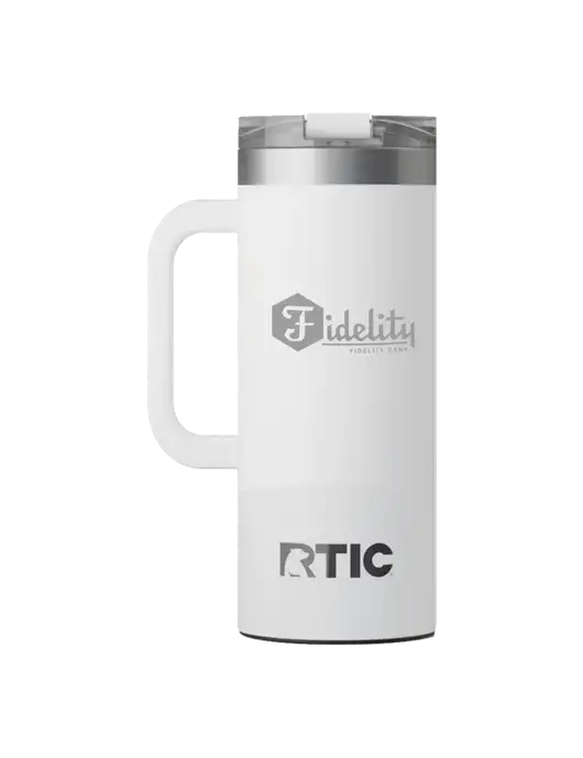 RTIC Road Trip 20 oz White Travel Mug w/Fidelity Bank Logo