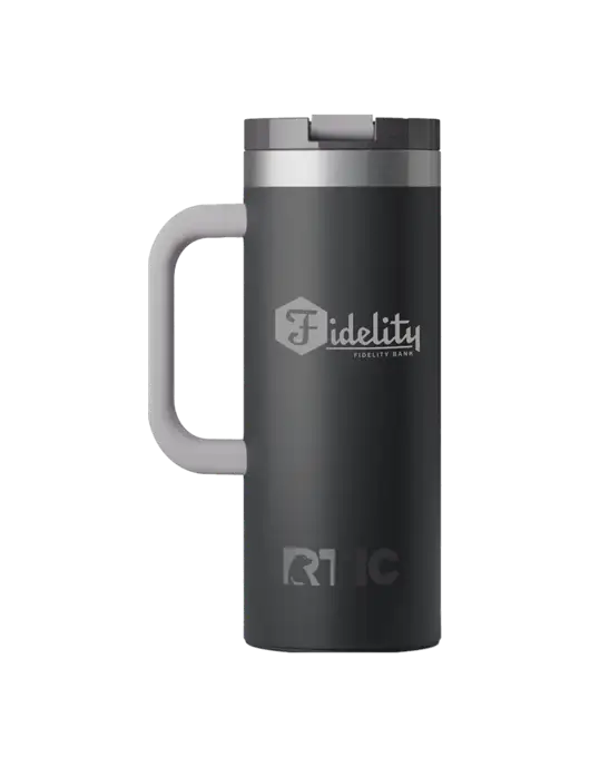 RTIC Road Trip 20 oz Charcoal Travel Mug w/Fidelity Bank Logo