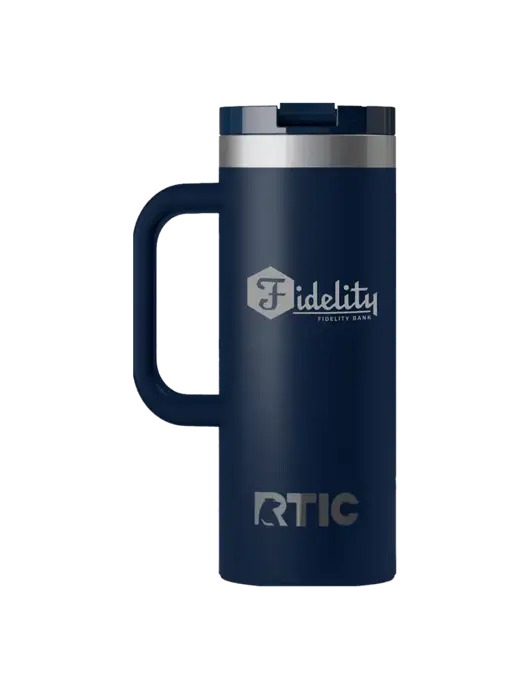 RTIC Road Trip 20 oz Navy Travel Mug w/Fidelity Bank Logo