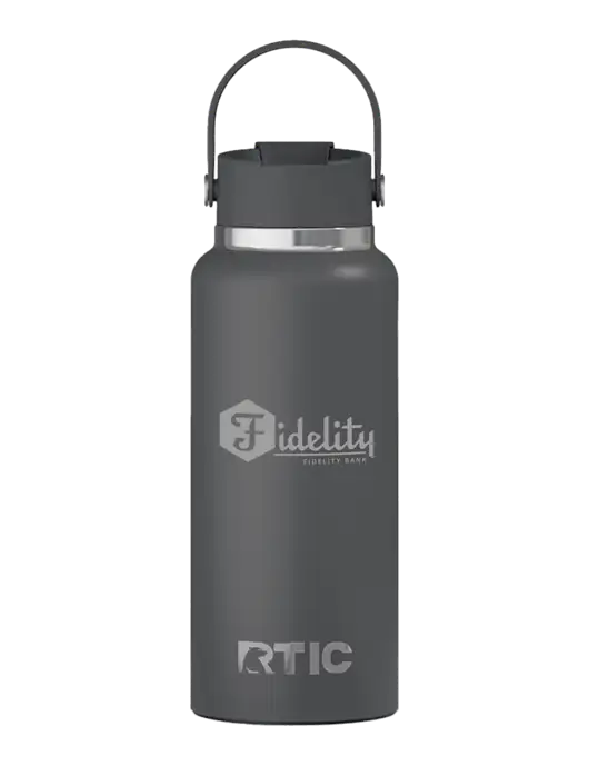 RTIC Outback 32 oz Charcoal Bottle w/Fidelity Bank Logo