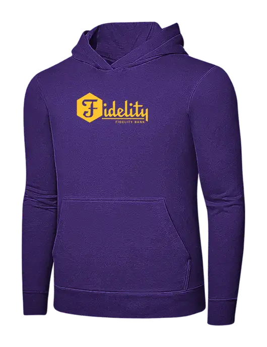 Purple 7.8 oz Ring Spun Hooded Sweatshirt w/Fidelity Bank Logo