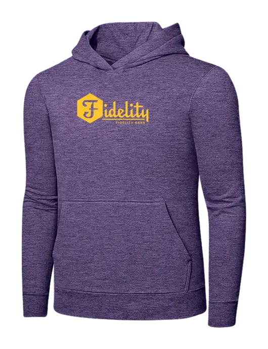 Heather Purple 7.8. oz Ring Spun Hooded Sweatshirt w/Fidelity Bank Logo