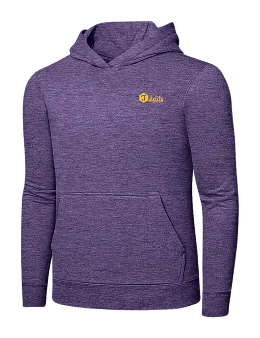 Heather Purple 7.8. oz Ring Spun Hooded Sweatshirt w/Fidelity Bank Logo
