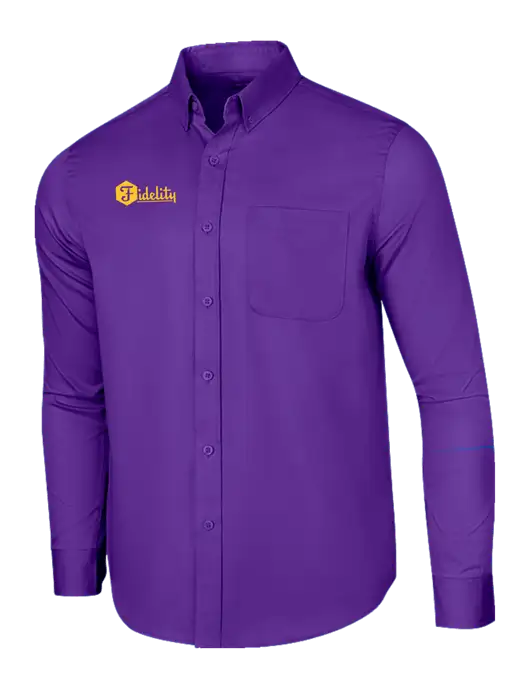 Long Sleeve Purple Superpro React Twill Shirt w/Fidelity Bank Logo