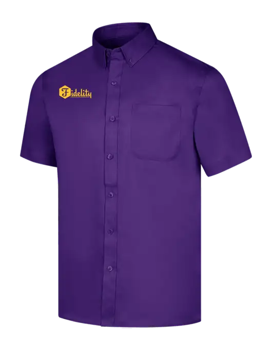 Short Sleeve Purple Superpro React Twill Shirt w/Fidelity Bank Logo