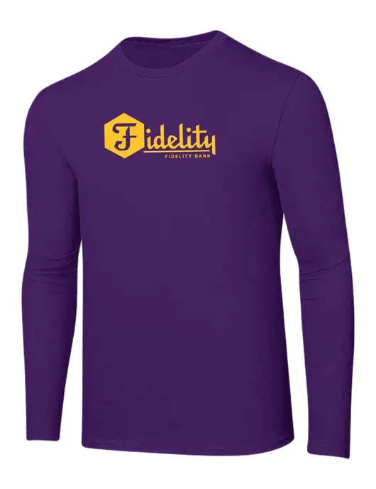Ring Spun Purple 4.5 oz Long Sleeve T-Shirt w/Fidelity Bank Logo