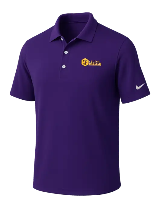 NIKE Purple Dri-Fit Micro Pique Polo w/Fidelity Bank Logo