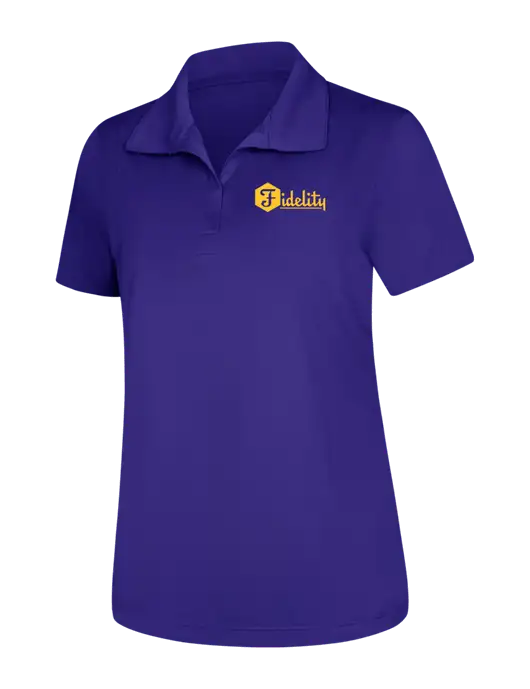 Womens Purple Micropique Sport-Wick Polo w/Fidelity Bank Logo