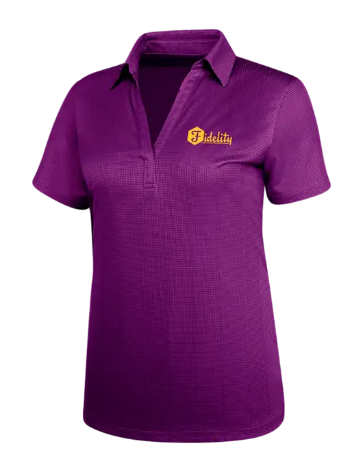 Violet Purple Womens Performance Fine Jacquard Polo w/Fidelity Bank Logo