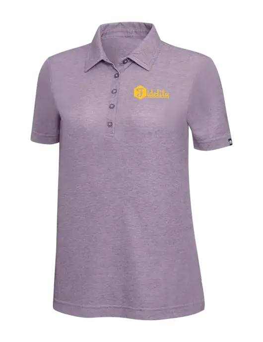 TravisMathew Light Purple Heather Womens Oceanside Polo w/Fidelity Bank Logo