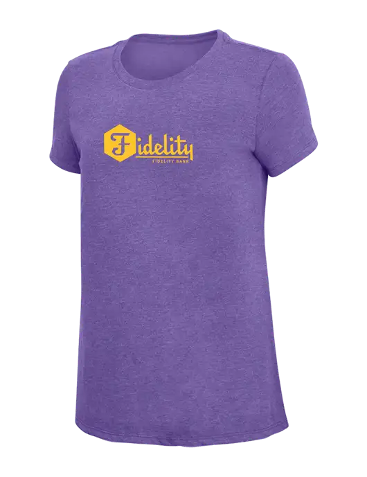 Womens Simply Soft Purple Frost 4.5oz  Poly/Combed Ring Spun Cotton T-Shirt w/Fidelity Bank Logo