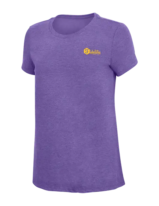 Womens Simply Soft Purple Frost 4.5oz  Poly/Combed Ring Spun Cotton T-Shirt w/Fidelity Bank Logo