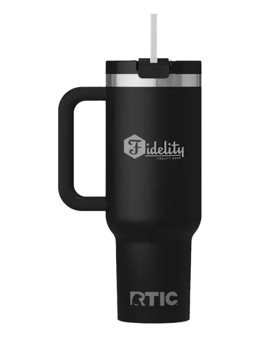 RTIC Road Trip 40 oz Black Tumbler  w/Fidelity Bank Logo
