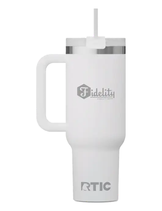RTIC Road Trip 40 oz White Tumbler  w/Fidelity Bank Logo