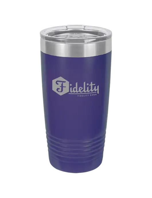 Polar Camel 20 oz Powder Coated Purple Vacuum Insulated Tumbler w/Fidelity Bank Logo