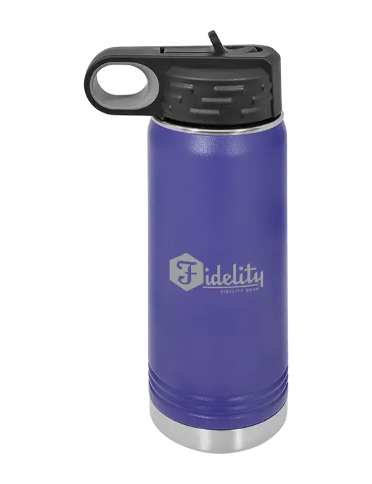 Polar Camel 20 oz Powder Coated Purple Vacuum Insulated Water Bottle w/Fidelity Bank Logo