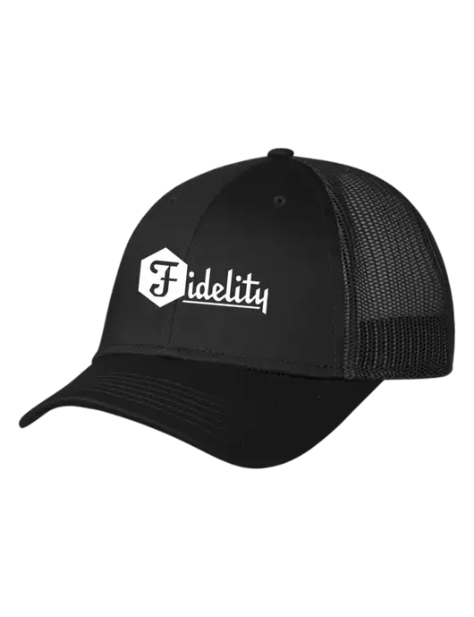 Black Mesh Trucker Cap Snap Back w/Fidelity Bank Logo