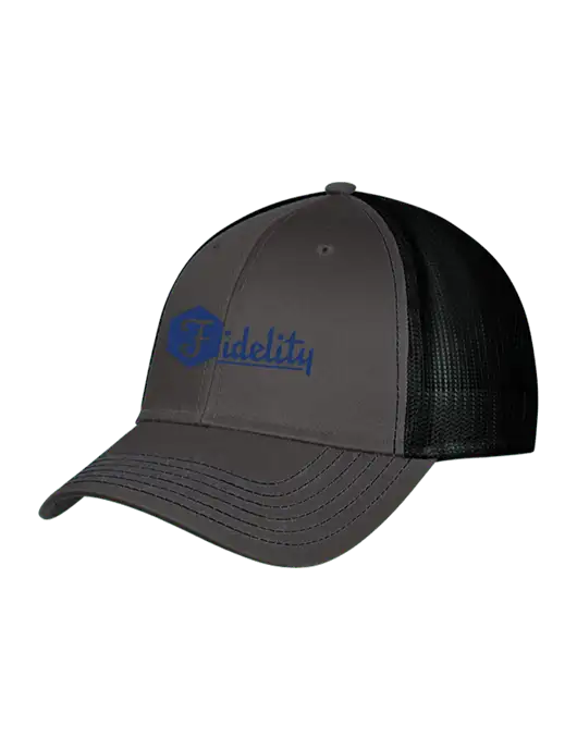 Charcoal & Black Mesh Trucker Cap Snap Back w/Fidelity Bank Logo