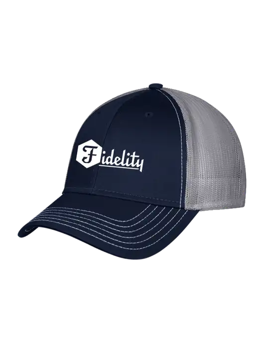 Navy & Grey Mesh Trucker Cap Snap Back w/Fidelity Bank Logo