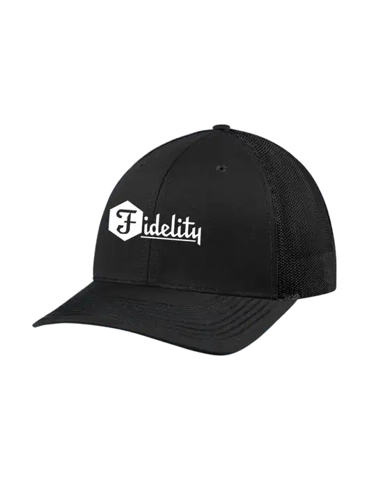 Richardson Adjustable Snapback Original 112 Trucker Cap Black w/Black Mesh w/Fidelity Bank Logo