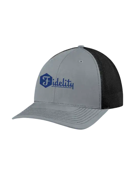 Richardson Adjustable Snapback Original 112 Trucker Cap Heather Grey w/Black Mesh w/Fidelity Bank Logo