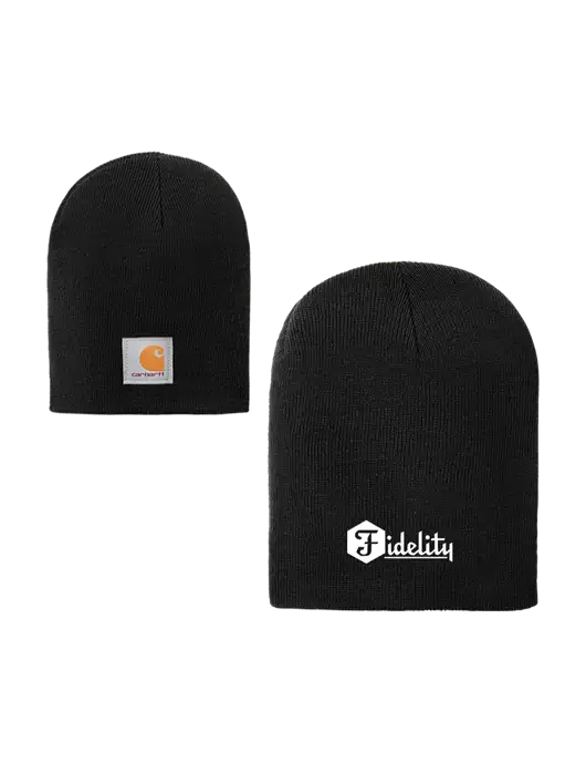 Carhartt Black Acrylic Knit Hat w/Fidelity Bank Logo