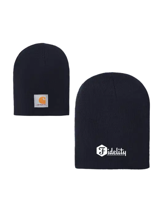 Carhartt Dark Navy Acrylic Knit Hat w/Fidelity Bank Logo