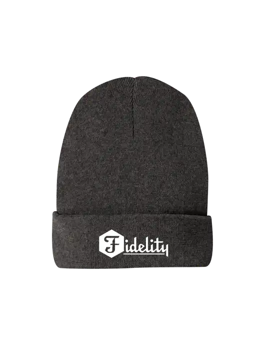 Recycled Charcoal Heather Beanie w/Fidelity Bank Logo