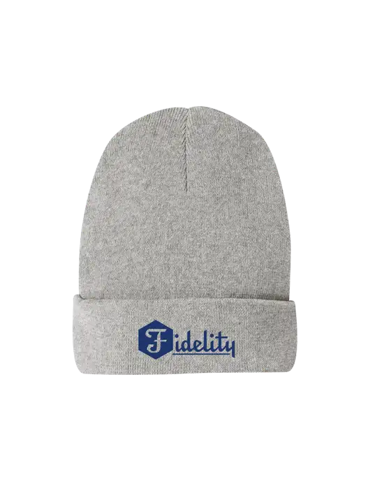 Recycled Light Heather Grey Beanie w/Fidelity Bank Logo
