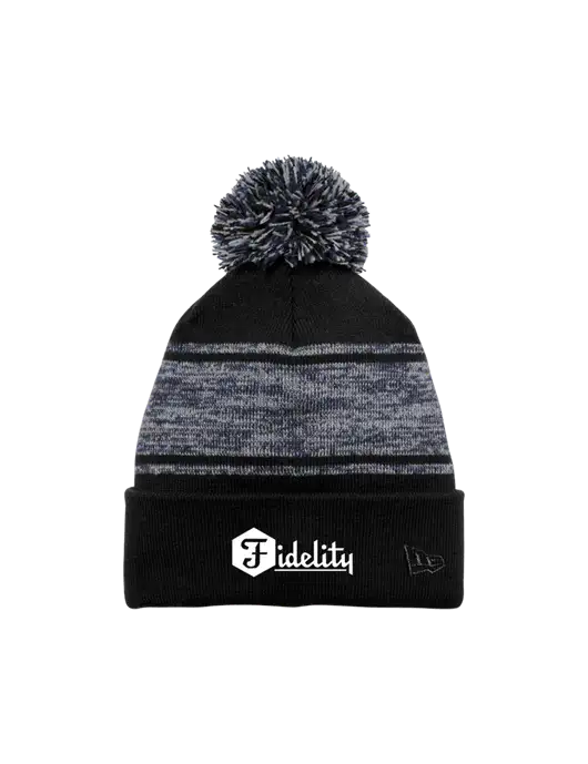 New Era Black/Navy Knit Chilled Pom Beanie w/Fidelity Bank Logo