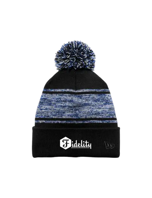 New Era Black/Royal Knit Chilled Pom Beanie w/Fidelity Bank Logo