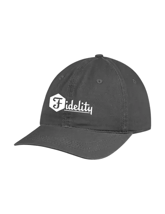 Garment Washed Unstructured Twill Charcoal Cap w/Fidelity Bank Logo