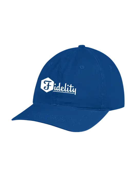 Garment Washed Unstructured Twill Royal Cap w/Fidelity Bank Logo