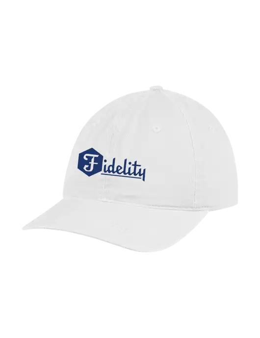 Garment Washed Unstructured Twill White Cap w/Fidelity Bank Logo