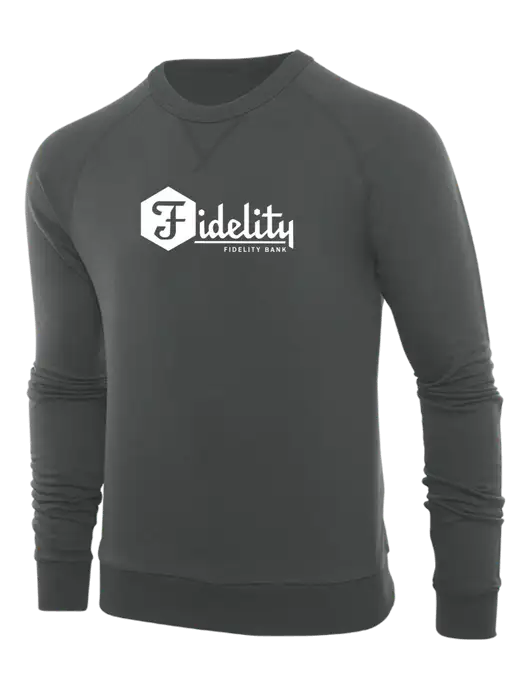 Allmade Charcoal Grey Organic French Terry Crewneck Sweatshirt w/Fidelity Bank Logo