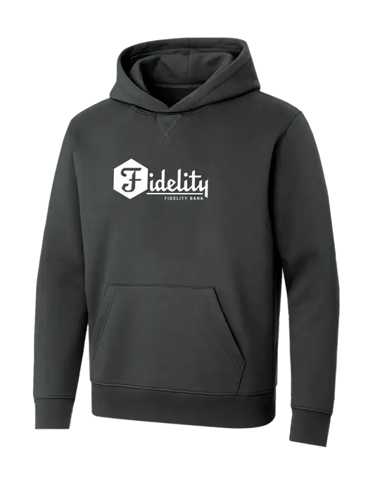 Allmade Charcoal Grey Organic French Terry Pullover Hoodie w/Fidelity Bank Logo