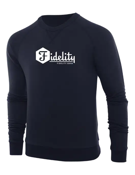 Allmade Dark Navy Organic French Terry Crewneck Sweatshirt w/Fidelity Bank Logo