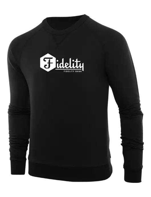Allmade Deep Black Organic French Terry Crewneck Sweatshirt w/Fidelity Bank Logo