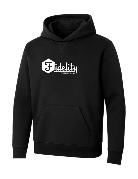 Allmade Deep Black Organic French Terry Pullover Hoodie w/Fidelity Bank Logo