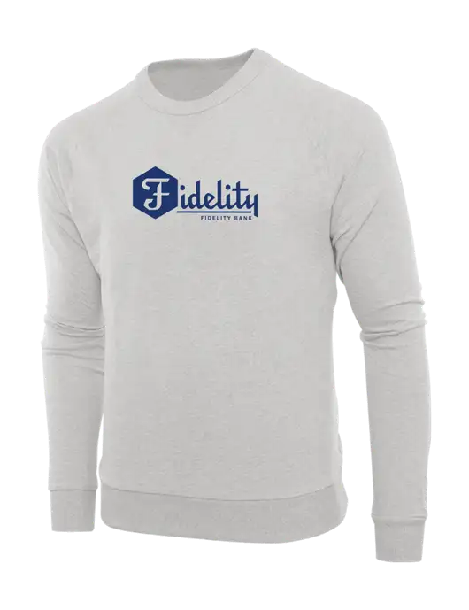 Allmade Granite Grey Heather Organic French Terry Crewneck Sweatshirt w/Fidelity Bank Logo