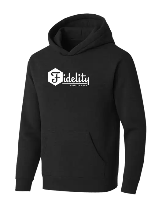 BELLA+CANVAS Black Heather Sponge Fleece Pullover Hoodie w/Fidelity Bank Logo