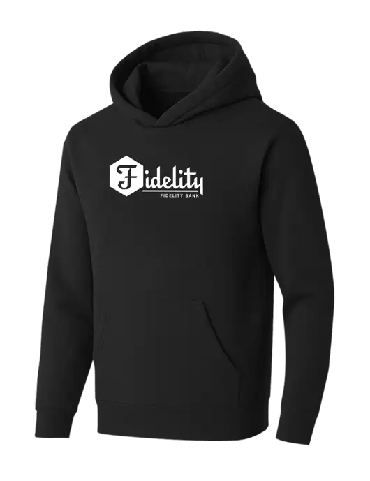 BELLA+CANVAS Black Sponge Fleece Pullover Hoodie w/Fidelity Bank Logo