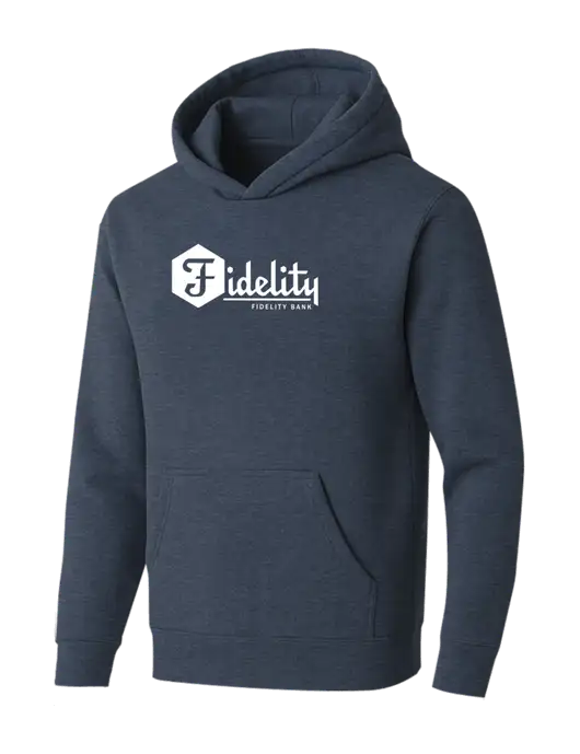 BELLA+CANVAS Heather Navy Sponge Fleece Pullover Hoodie w/Fidelity Bank Logo