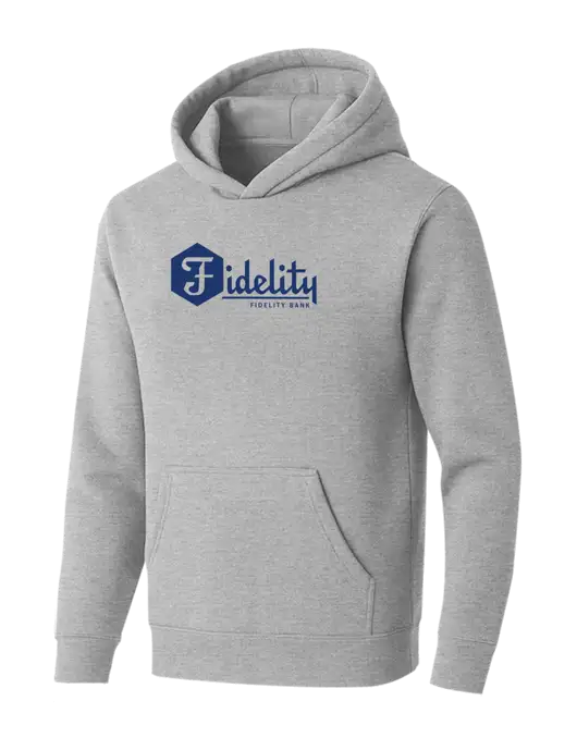 BELLA+CANVAS Light Grey Heather Sponge Fleece Pullover Hoodie w/Fidelity Bank Logo