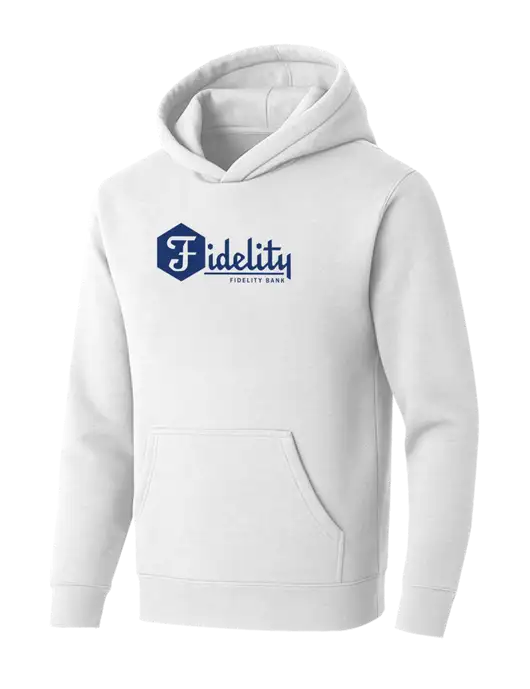 BELLA+CANVAS Heathered White Sponge Fleece Pullover Hoodie w/Fidelity Bank Logo
