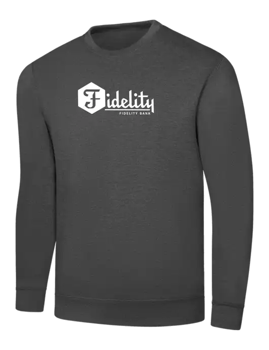 Charcoal 7.8 oz Ring Spun Crew Sweatshirt w/Fidelity Bank Logo