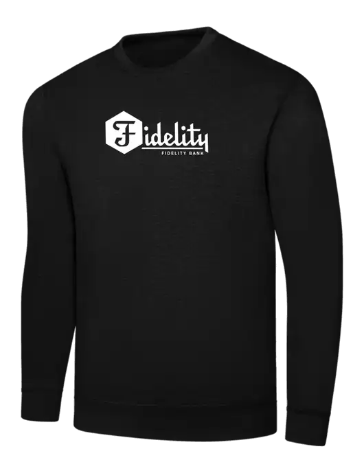 Black 7.8 oz Ring Spun Crew Sweatshirt w/Fidelity Bank Logo